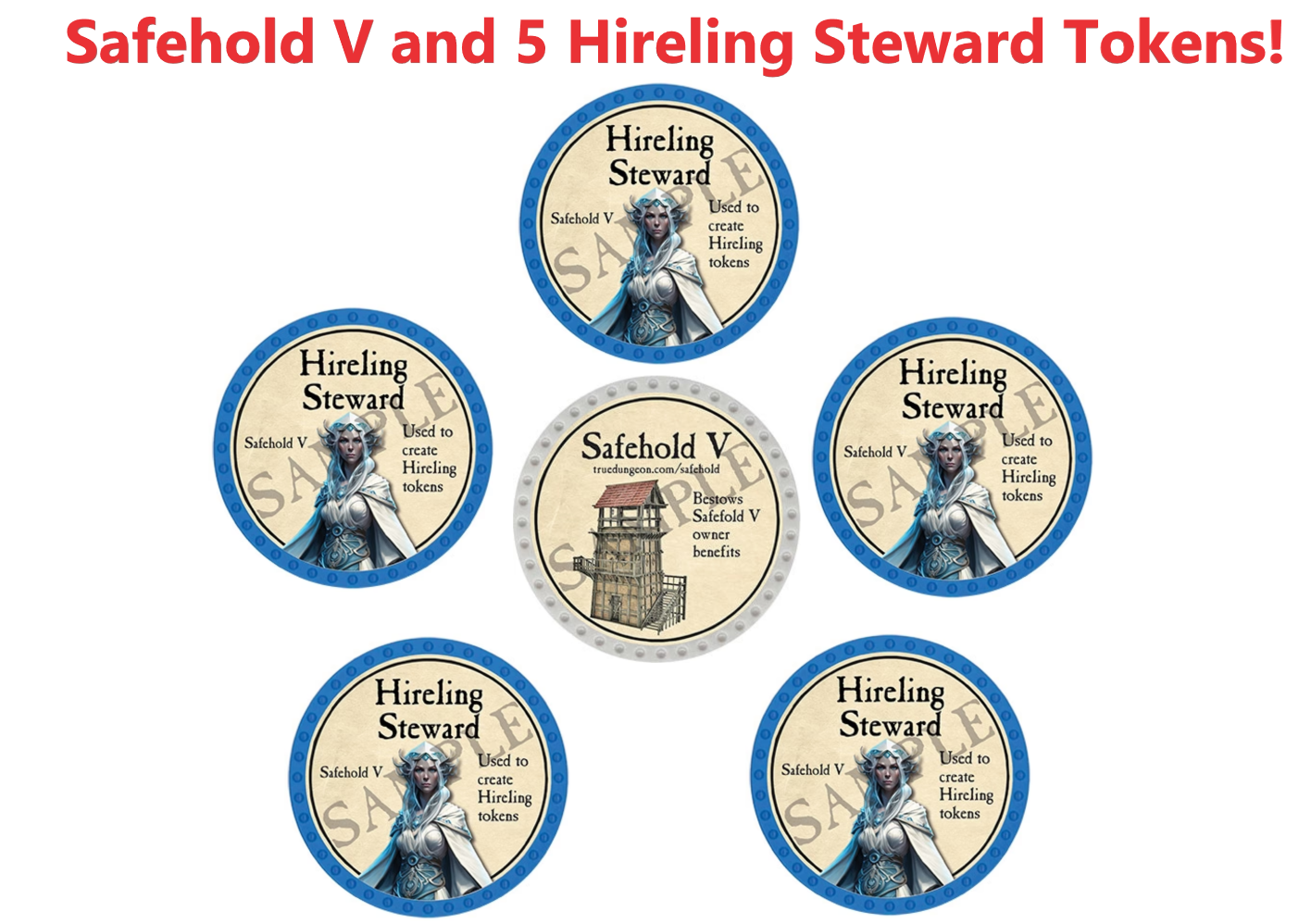 Safehold V and Hireling Steward Set (6 Tokens)