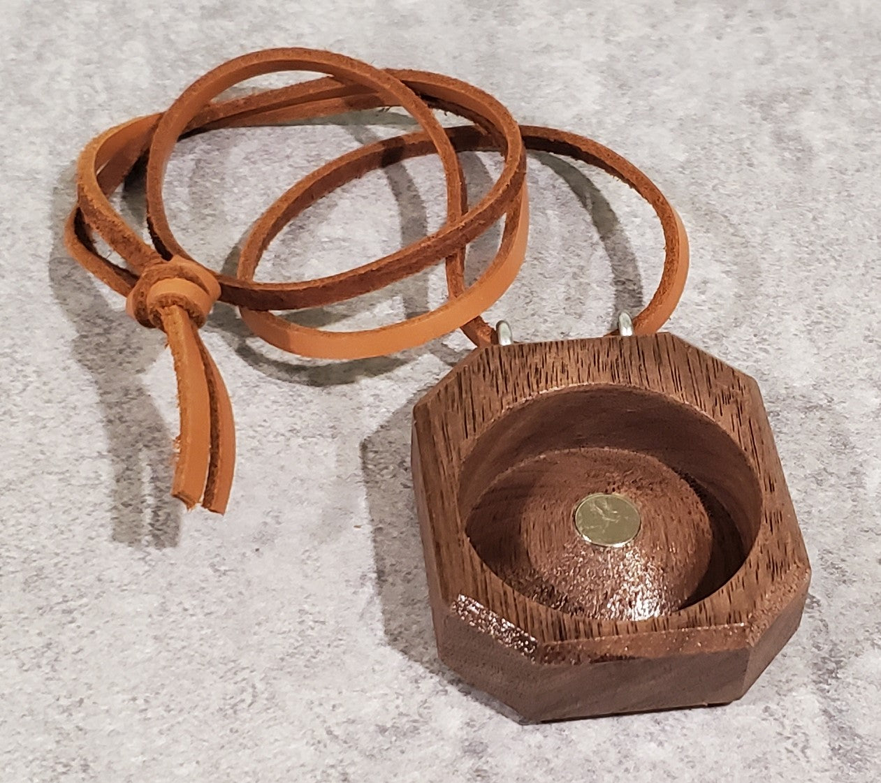 Medallion Token Holder - Walnut Wood with Leather Necklace (1 Token)