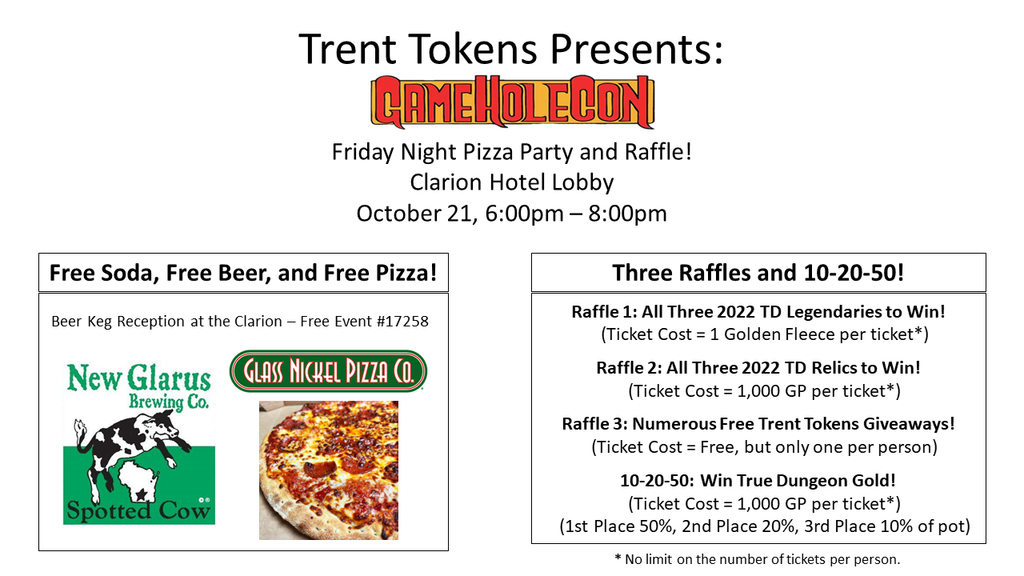 Pizza Party Raffle Gamehole Con Free Beer & Free Pizza Party, 3 Raffles, and Oct. 10% Off ...
