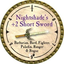 Nightshade’s +2 Short Sword - 2007 (Gold) - C69