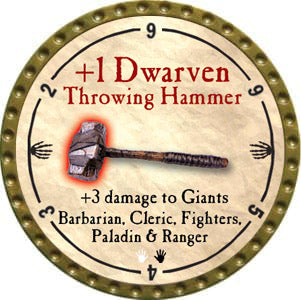 +1 Dwarven Throwing Hammer - 2012 (Gold)