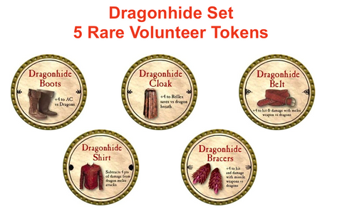 Dragonhide Set - 5 Rare Volunteer Tokens (Gold) - C26