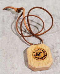 Medallion Token Holder - Oak Wood with Leather Necklace (1 Token)