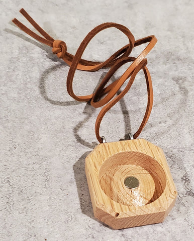 Medallion Token Holder - Oak Wood with Leather Necklace (1 Token)