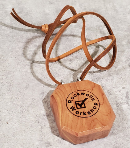 Medallion Token Holder - Red Juniper Wood with Leather Necklace (1 Token)